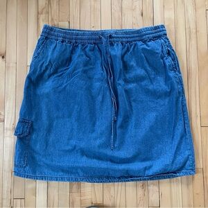 Casual Blue Denim Drawstring Mini Skirt skort